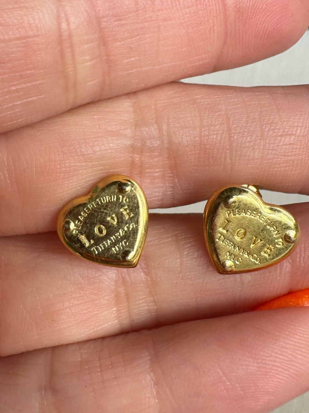 Tiffany & Co. Inspired Gold Heart 'LOVE' Stud Earrings